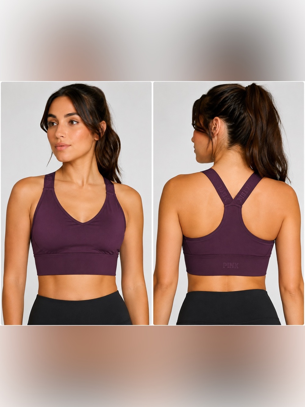 PINK Victoria’s Secret Plum Active Seamless V-Neck Sportsbra/ Size Small